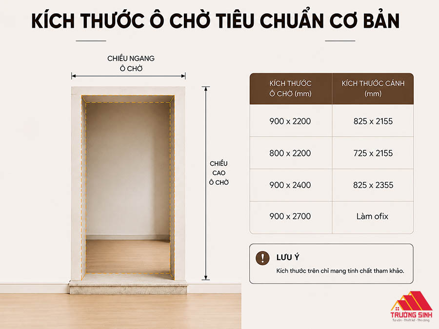 Kích thước ô chờ cửa nhựa Composite